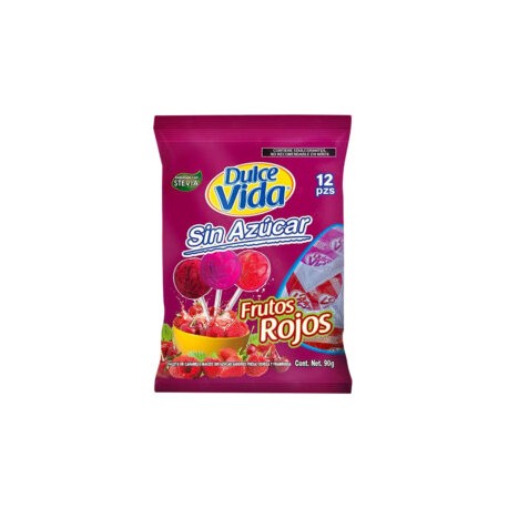 Paletas Dulce Vida Sin Azúcar 90 g Frutos Rojos