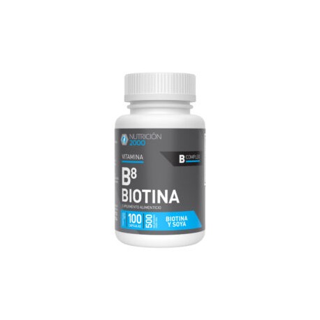 Vitamina B8 Biotina 100 Cápsulas 500 mg Nutrición 2000